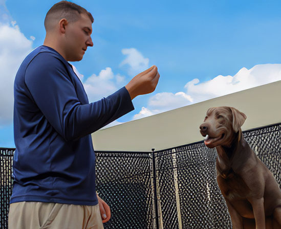 dog trainer working with a dog